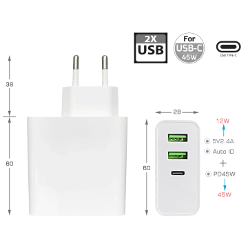 Turtos Power Adapter, 65W USB-C
