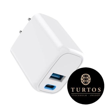 TURTOS USB-A and USB-C Charger, white