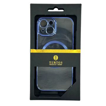 Magnetic transparent case for iPhone 15, Navy Blue