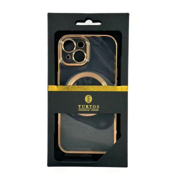 Magnetic transparent case for iPhone 15, Gold