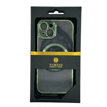 Magnetic transparent case for iPhone 15, Green