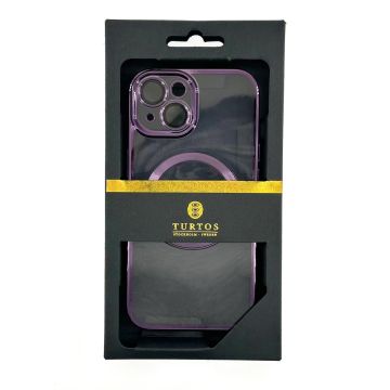 Magnetic transparent case for iPhone 15, Purple