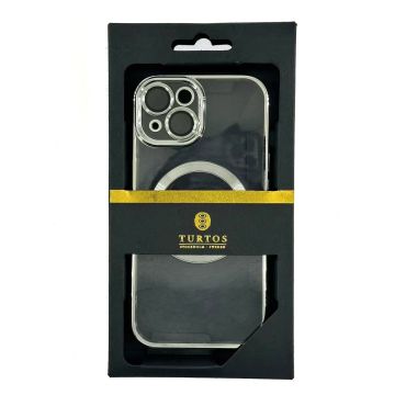 Magnetic transparent case for iPhone 15, Silver