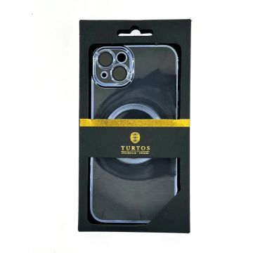 Magnetic transparent case for iPhone 15 Plus, Sierra Blue