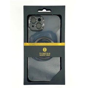 Magnetic transparent case for iPhone 15 Plus, Black