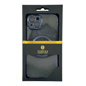Magnetic transparent case for iPhone 15 Plus, Navy Blue