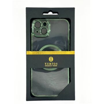 Magnetic transparent case for iPhone 15 Plus, Green
