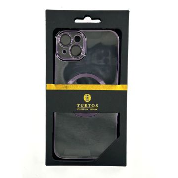 Magnetic transparent case for iPhone 15 Plus, Purple