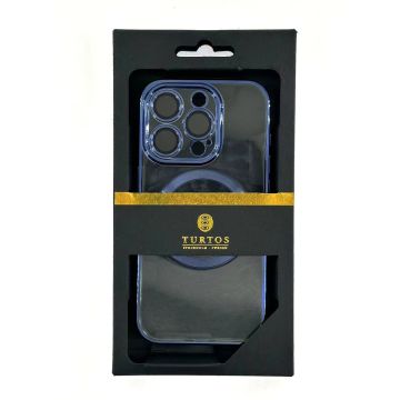 Magnetic transparent case for iPhone 15 Pro, Navy Blue