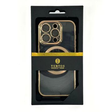 Magnetic transparent case for iPhone 15 Pro, Gold