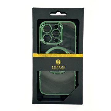 Magnetic transparent case for iPhone 15 Pro, Green