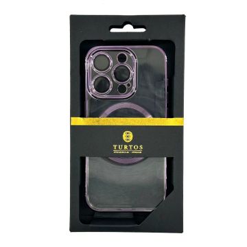 Magnetic transparent case for iPhone 15 Pro, Purple