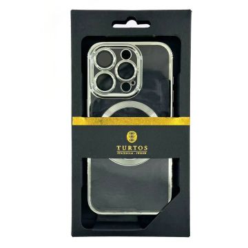 Magnetic transparent case for iPhone 15 Pro, Silver