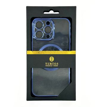 Magnetic transparent case for iPhone 15 Pro Max, Navy Blue