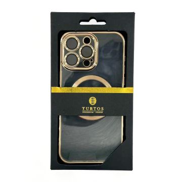 Magnetic transparent case for iPhone 15 Pro Max, Gold
