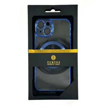 Magnetic transparent case for iPhone 14, Navy Blue