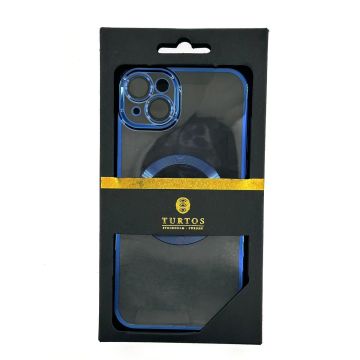 Magnetic transparent case for iPhone 14 Plus, Navy Blue