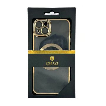Magnetic transparent case for iPhone 14 Plus, Gold