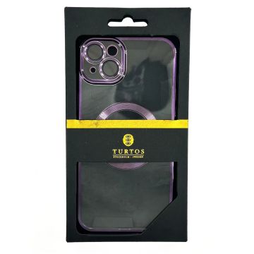 Magnetic transparent case for iPhone 14 Plus, Purple