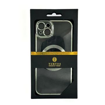 Magnetic transparent case for iPhone 14 Plus, Silver