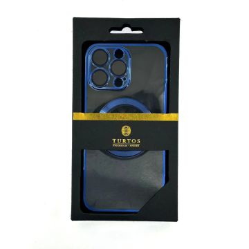 Magnetic transparent case for iPhone 14 Pro Max, Navy Blue