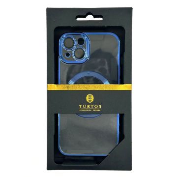 Magnetic transparent case for iPhone 13, Navy Blue
