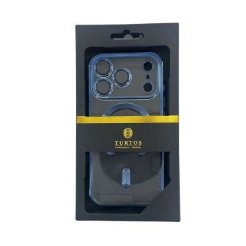 Magnetic transparent case for iPhone 17 Pro, Navy Blue