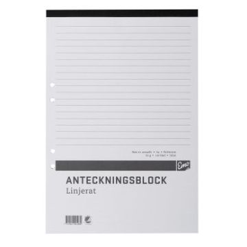 Anteckningsblock A4 100 bl linj hål perf