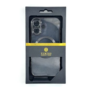 Magnetic transparent case for iPhone 16 Plus, Black