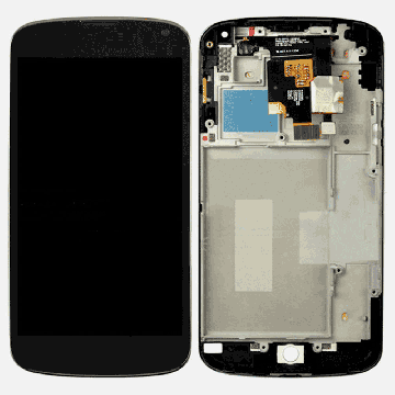 Nexus 4 E960 LCD-skärm komplett Digitizer, original, Svart