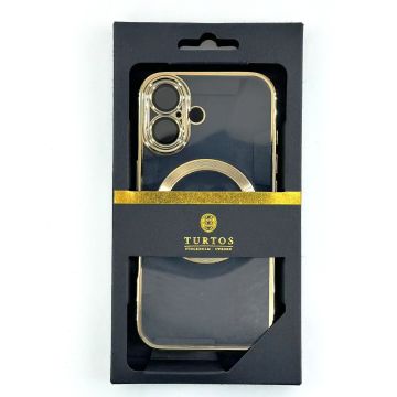 Magnetic transparent case for iPhone 16, Gold