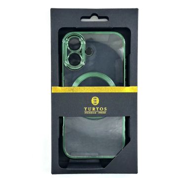 Magnetic transparent case for iPhone 16, Green