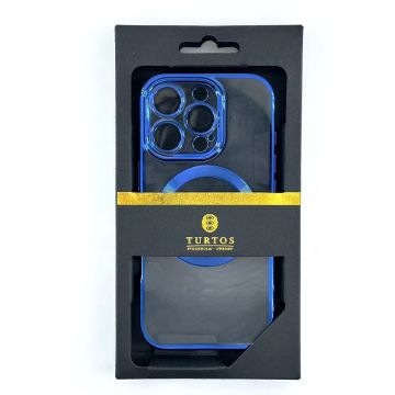 Magnetic transparent case for iPhone 16 Pro, Navy Blue