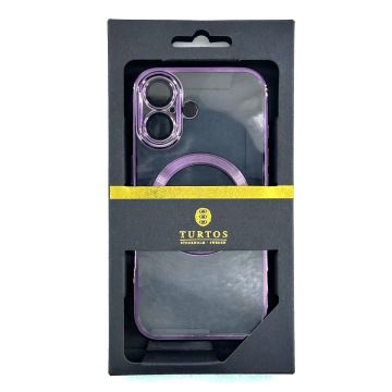 Magnetic transparent case for iPhone 16 Plus, Purple