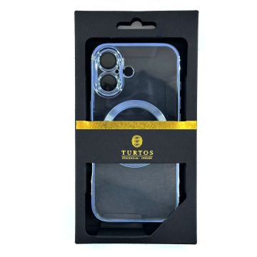 Magnetic transparent case for iPhone 16 Plus, Sierra Blue