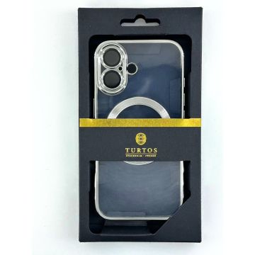 Magnetic transparent case for iPhone 16 Plus, Silver